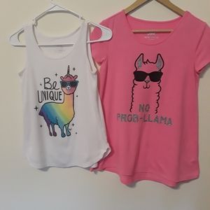 2 Justice Lama girls Tops Size L
